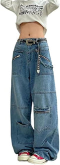 Gothic Jeans Women Hip-hop Street Fashion Design Jeans Couple Casual Loose Straight Pants