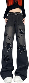 Women Jeans  Aesthetic High Waisted Wide Leg Pants 90SStreetwear Fashion Casual Clothes.