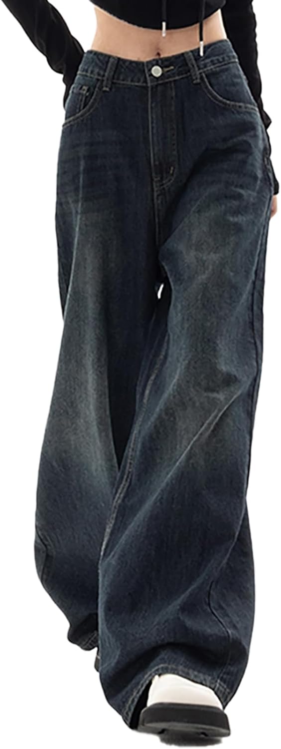 Women Jeans  Wide Leg Jeans High Waist Loose90s Boyfriend Denim Pants