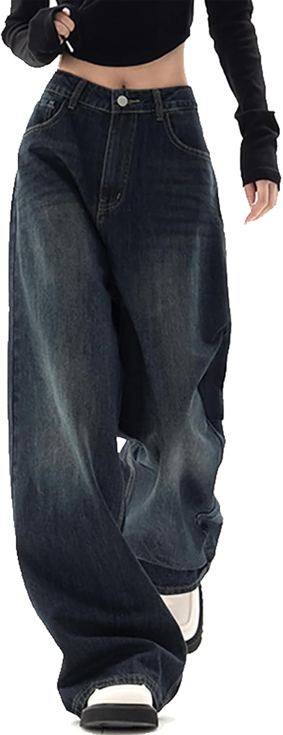 Women Jeans  Wide Leg Jeans High Waist Loose90s Boyfriend Denim Pants