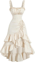 Women Layered Ruffle Hem Dress Sleeveless Ruched Asymmetrical Long Party Dresses