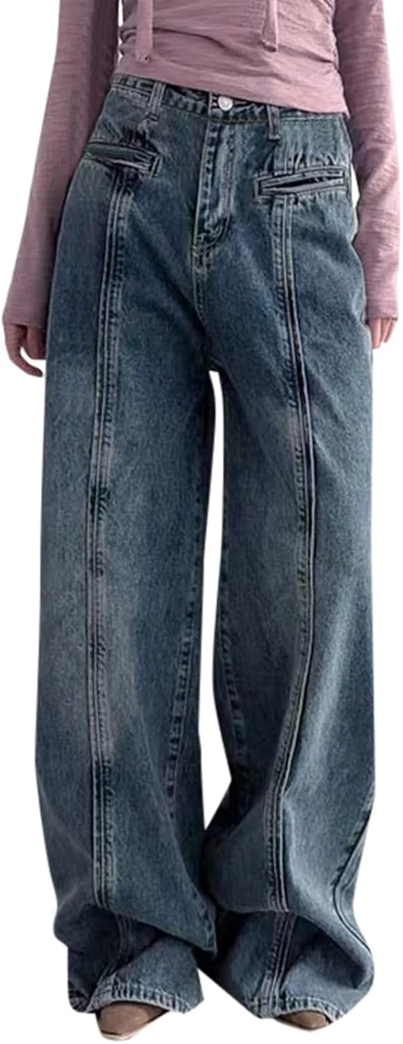 Hip Hop Jeans Women Retro High Street Pants Outstanding Design Style Streetwear Trousers
