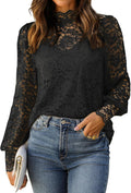 Lace Tops for Women Sheer Long Sleeve Blouses Dressy Casual Shirt with Camisole 2 PCS Set