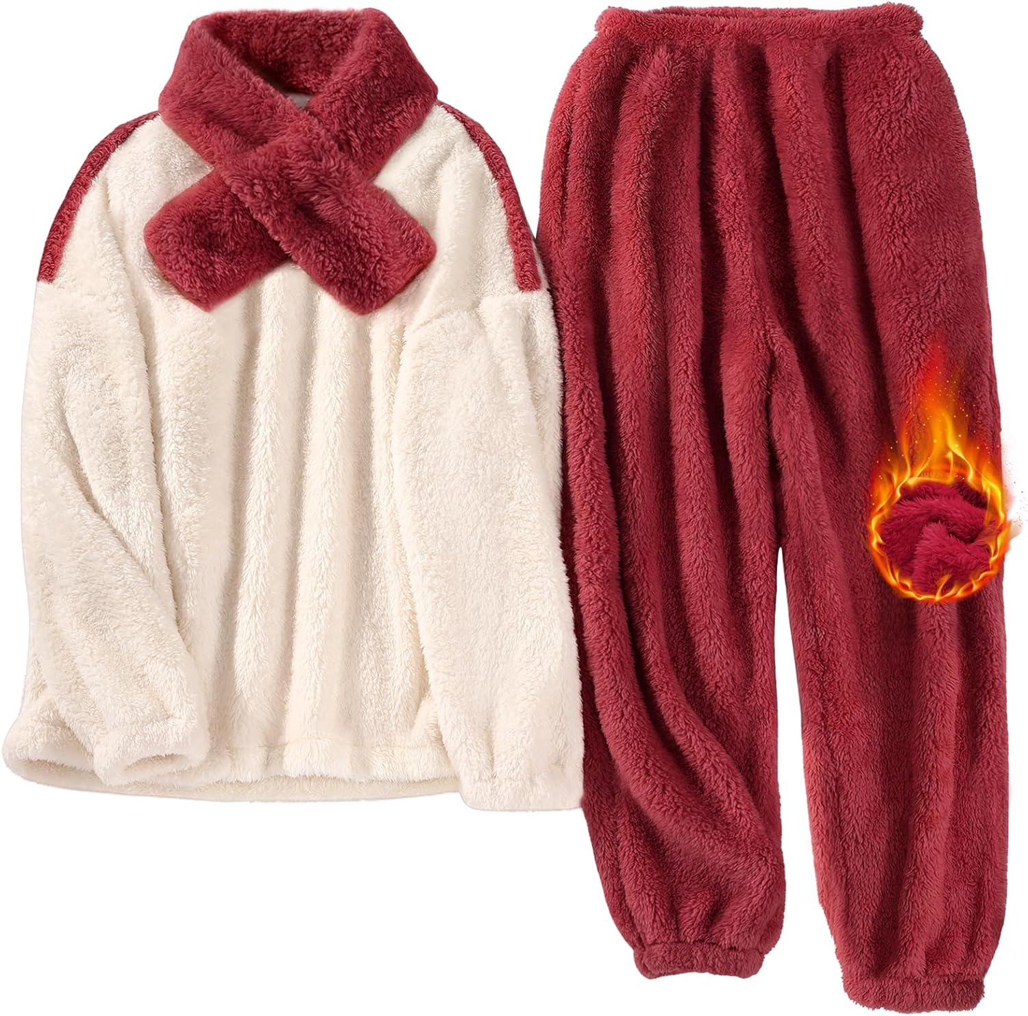 Women Pajamas Warm Fleece Pajamas Set Pullover Pants Loose Loungewear  Hoodie Sleepwear Winter Clothes